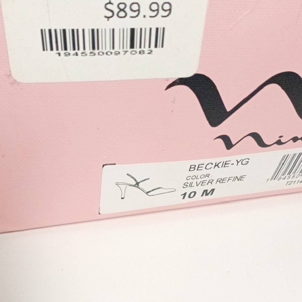 Nina Beckie-YG Shimmering Silver Refine Pointed Heels Size 10M - Picture 17 of 17